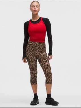 Lululemon NWT Fast and Free High Rise Crop 19” Pocket Capris Leopard Multi SZ 6